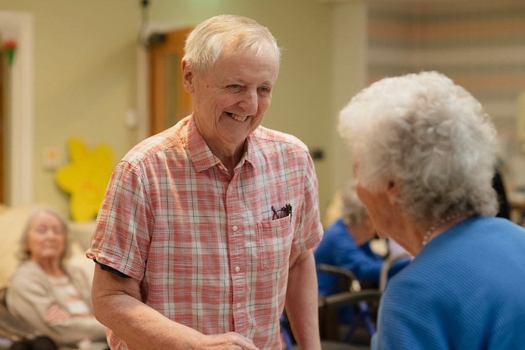 Senior doing gentle exercises at home